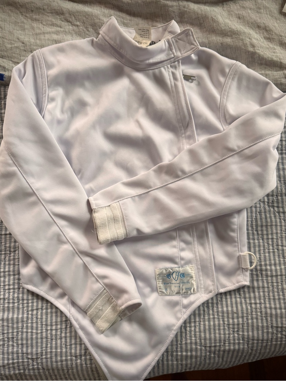 Women's White Fencing Jacket by Blue Guntlet